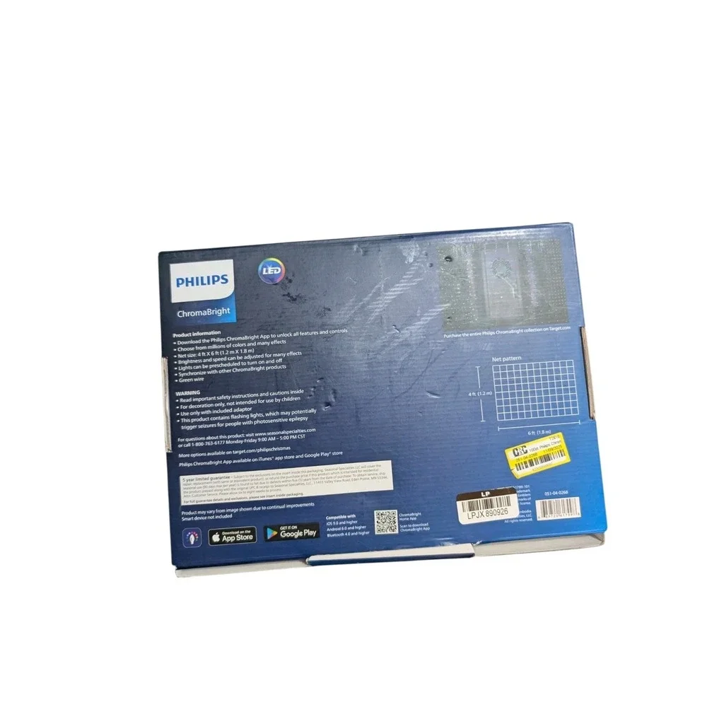 NEW - 100ct LED Philips ChromaBright App‎ Controlled Indoor/Outdoor Net Lights